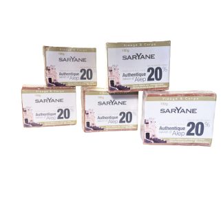 Lot de 5 savons d'Alep traditionnels traditionnels avec 20% d’huile de baie de laurier.
