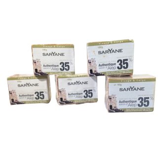 Lot de 5 savons d'Alep traditionnels avec 35% d’huile de baie de laurier.