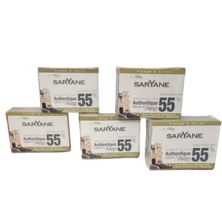 Lot de 5 savons d' Alep avec 55% d’huile de baie de laurier.