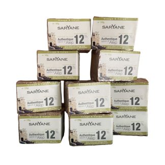 Lot de 10 savons d’Alep naturels avec 12% d’huile de baie de laurier. Réduction de 10 % sur le prix à l'unité. En vente sur Savon-Alep.Shop. Photo CC BY SA Savon-Alep.Shop