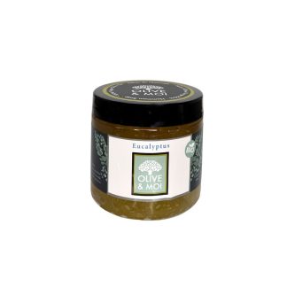 Savon noir du hammam à l'eucalyptus à utiliser en gommage pour le corps et le visage. Fabriqué à partir de 100% d'huile d'olive vierge saponifiée. Sans huile de palme, sans colorant, sans paraben. Vous pouvez acheter ce savon sur Savon-Alep.Shop. Photo CC BY SA Savon-Alep.Shop