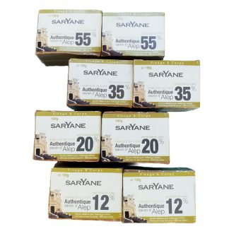 Lot Découverte - 8 Savons d'Alep traditionnels naturels de 12% à 55% d'huile de baie de laurier