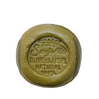 Savonnette d'Alep moulée à partir d'un savon d'Alep traditionnel à 20% d'huile de baie de laurier. Vous pouvez acheter ce savon sur Savon-Alep.Shop. Photo CC BY SA Savon-Alep.Shop