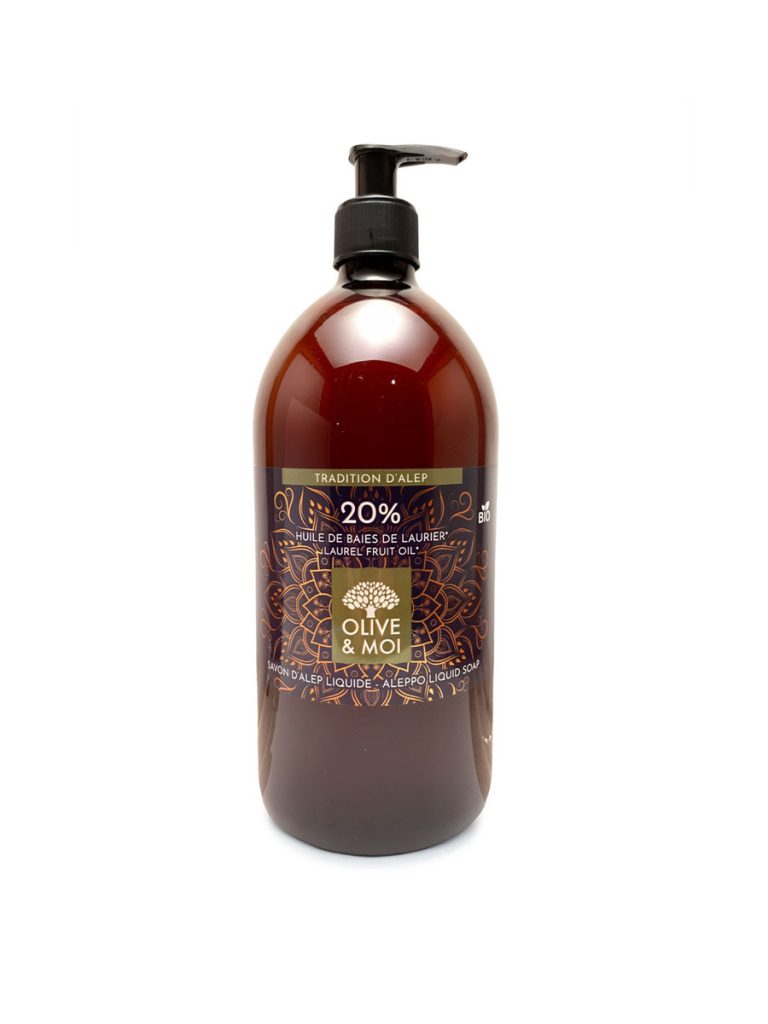 Savon d'Alep liquide bio 20% laurier- 1 litre