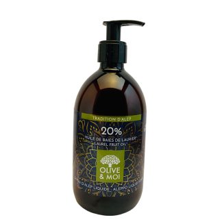 savon liquide d'alep 20 laurier 500ml pompe naturel peau sensible