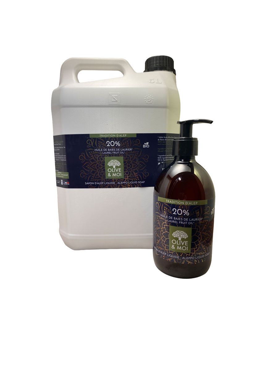 savon liquide alep 20 laurier 500ml 5l duo 500ml+5L