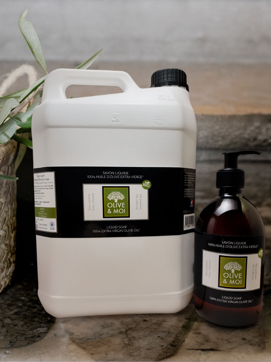 savon liquide huile olive bio 500ml 5l