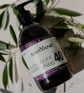 Savon d’Alep liquide 40 % huile de baie de laurier en flacon pompe