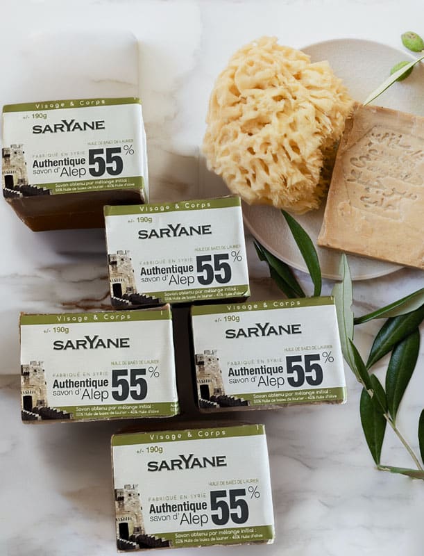 Lot de 5 savons d’Alep traditionnels à 55 % d’huile de baies de laurier