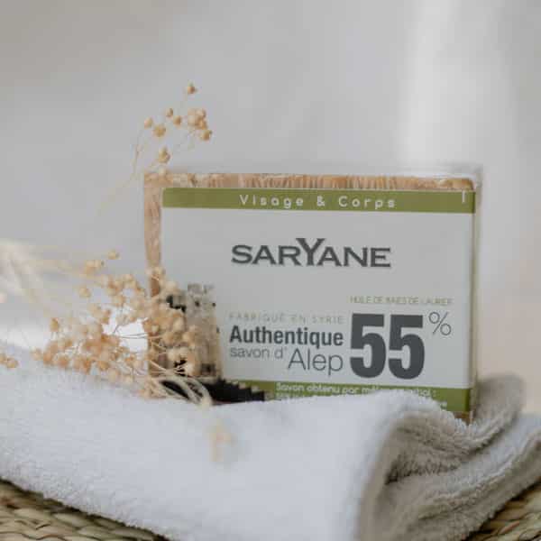 Savon d’Alep traditionnel Saryane 55 % d’huile de baies de laurier