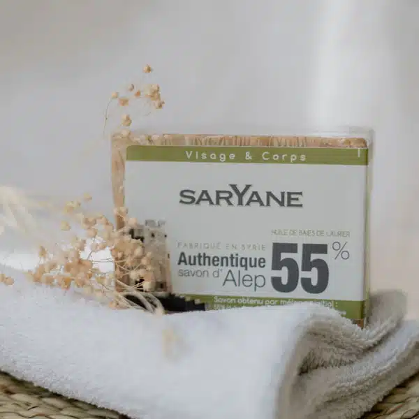 Savon d’Alep traditionnel Saryane 55 % d’huile de baies de laurier