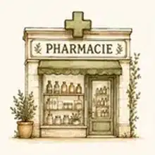 Illustration d’une pharmacie pour l’achat de savon d’Alep